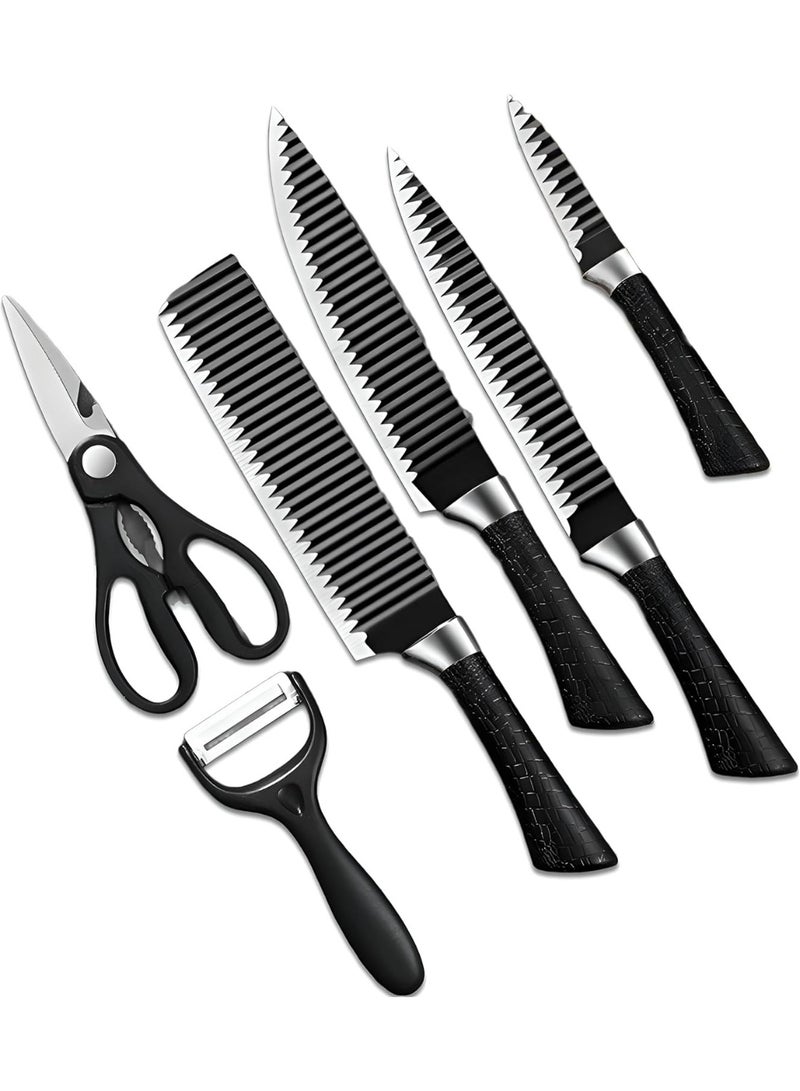 Complete Kitchen Knife Set – 6-Piece Stainless Steel Blades with Peeler and Scissors for Cooking - Image 1